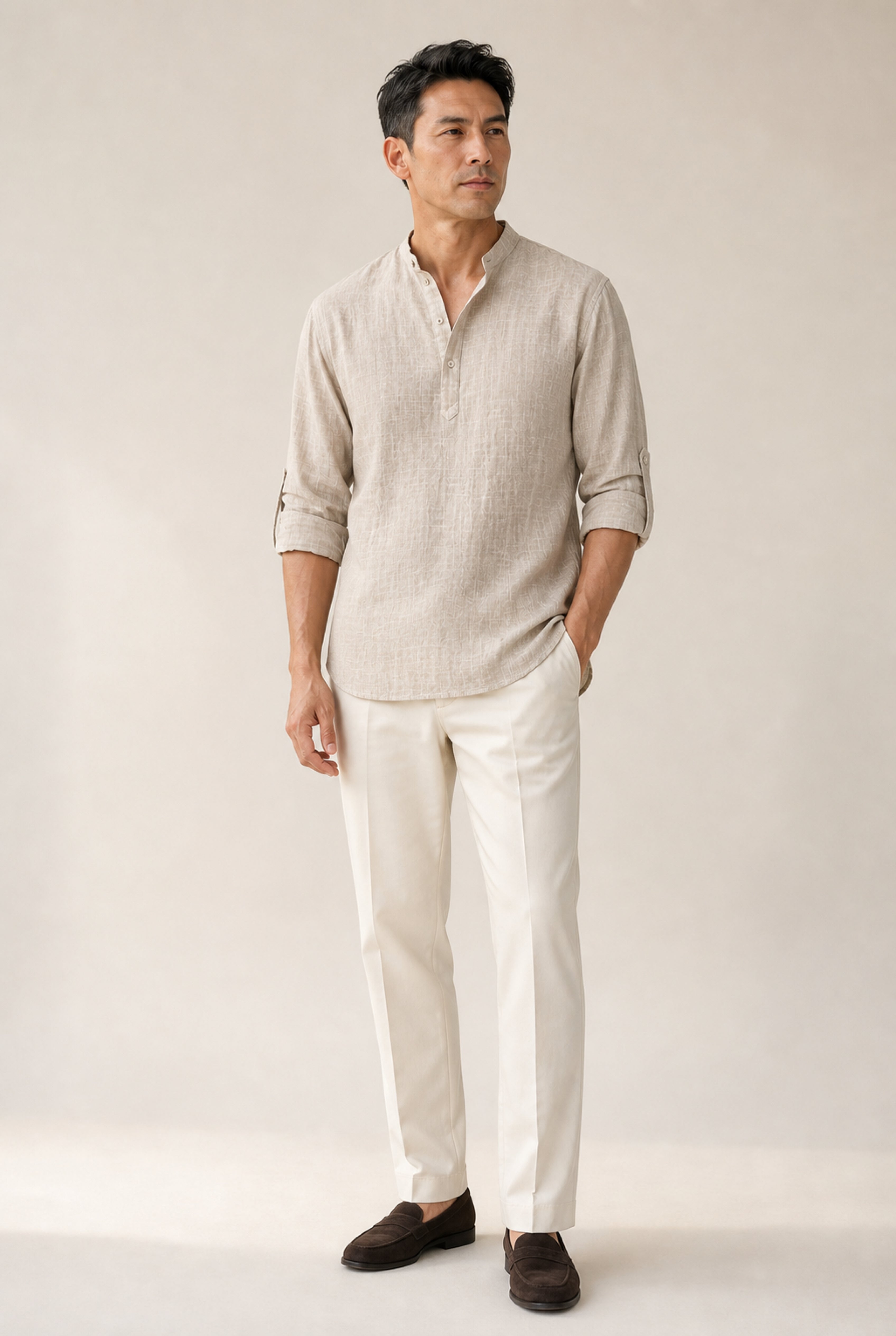 Noren – Textured Long-Sleeve Henley Shirt