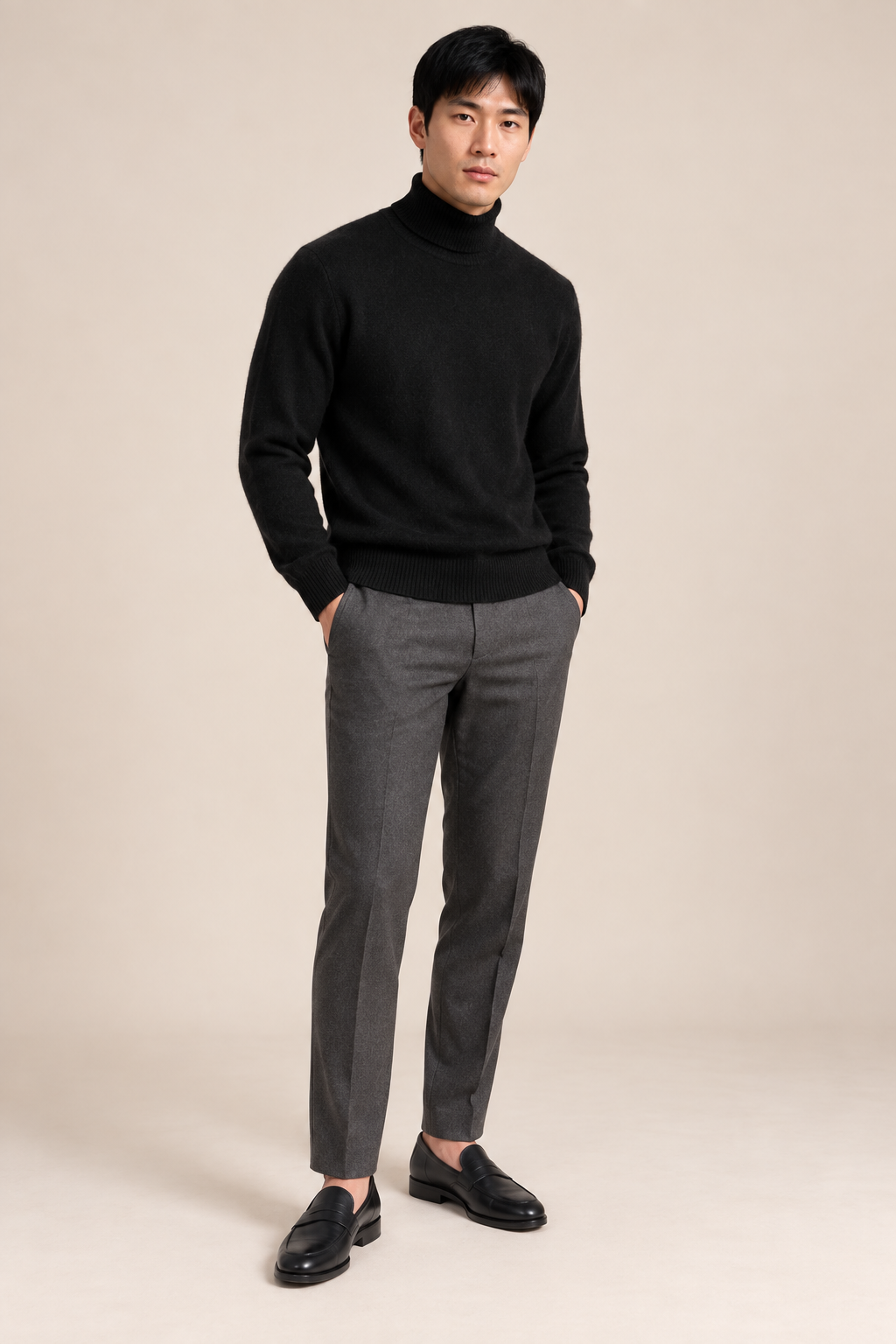 Men’s 100% Mink Cashmere Turtleneck Jumper