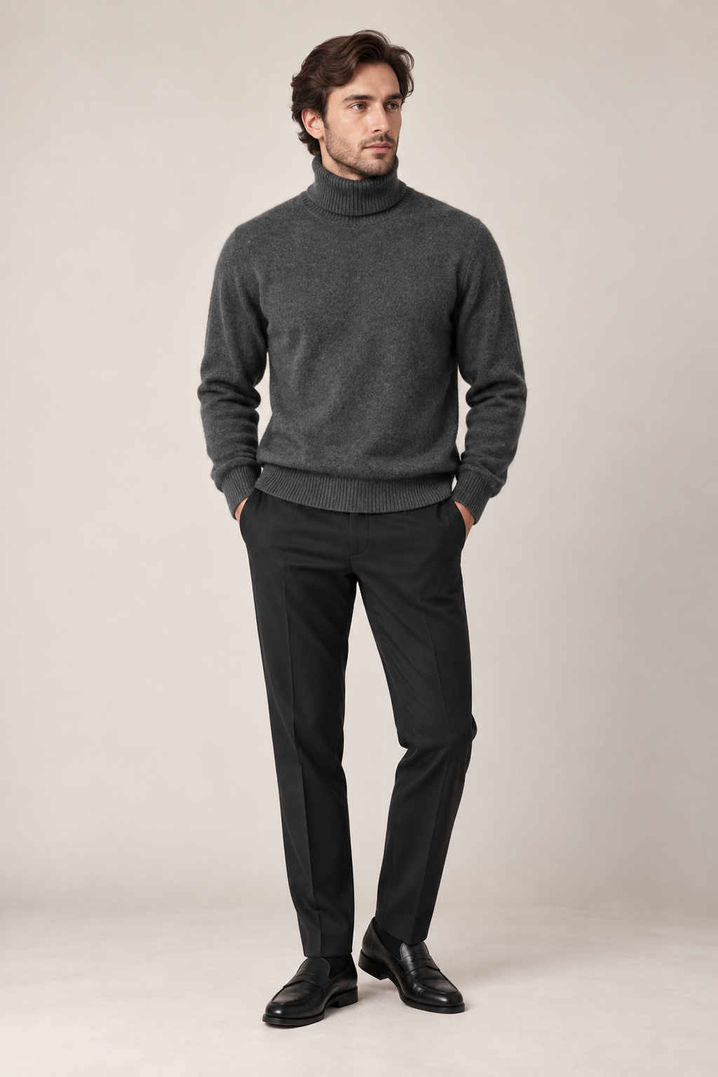 Men’s 100% Mink Cashmere Turtleneck Jumper