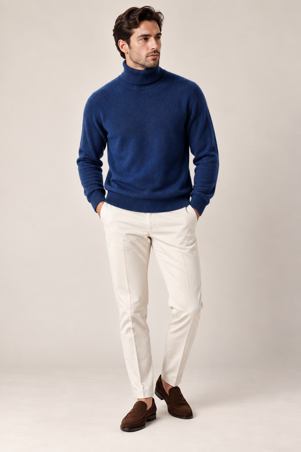 Men’s 100% Mink Cashmere Turtleneck Jumper
