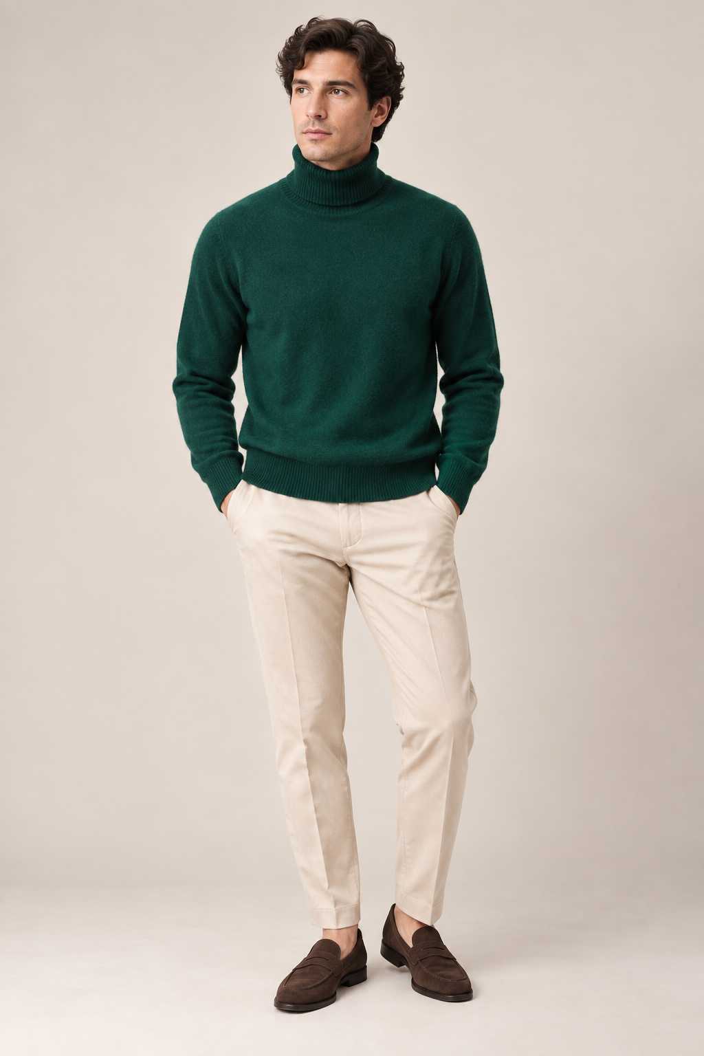 Men’s 100% Mink Cashmere Turtleneck Jumper