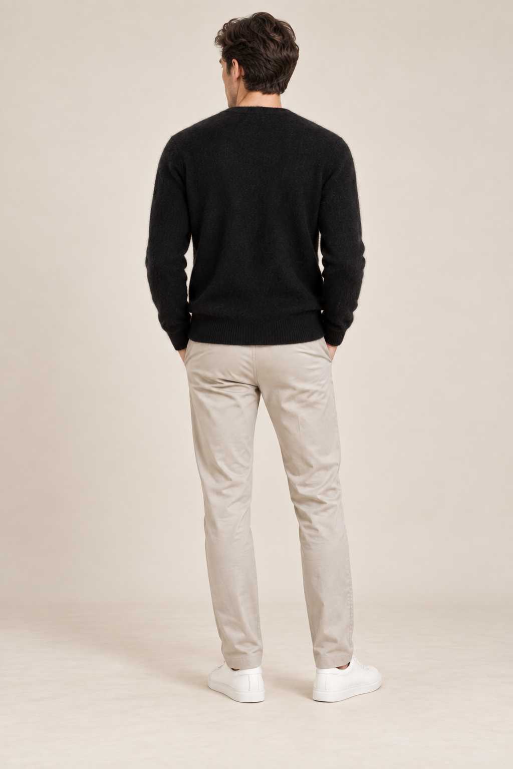 Men’s 100% Mink Cashmere Single-Breasted V-Neck Cardigan