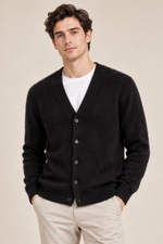 Men’s 100% Mink Cashmere Single-Breasted V-Neck Cardigan