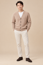 Men’s 100% Mink Cashmere Single-Breasted V-Neck Cardigan