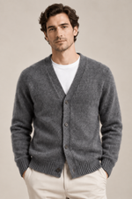 Men’s 100% Mink Cashmere Single-Breasted V-Neck Cardigan