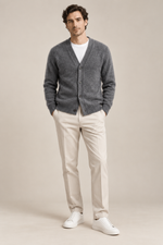 Men’s 100% Mink Cashmere Single-Breasted V-Neck Cardigan