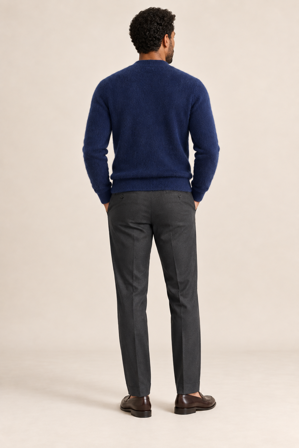 Men’s 100% Mink Cashmere Single-Breasted V-Neck Cardigan