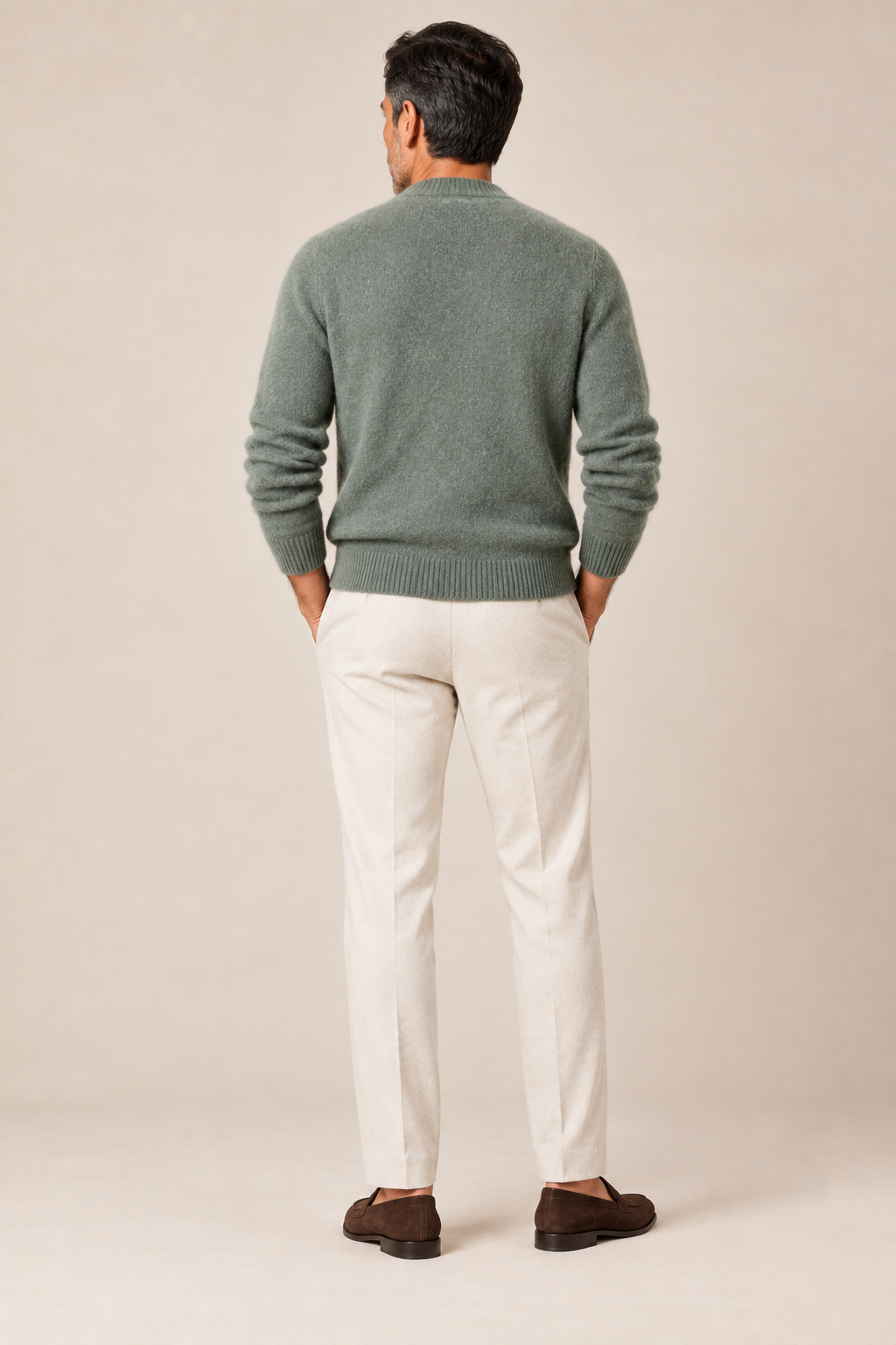 Men’s 100% Mink Cashmere Single-Breasted V-Neck Cardigan