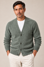 Men’s 100% Mink Cashmere Single-Breasted V-Neck Cardigan