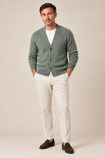 Men’s 100% Mink Cashmere Single-Breasted V-Neck Cardigan
