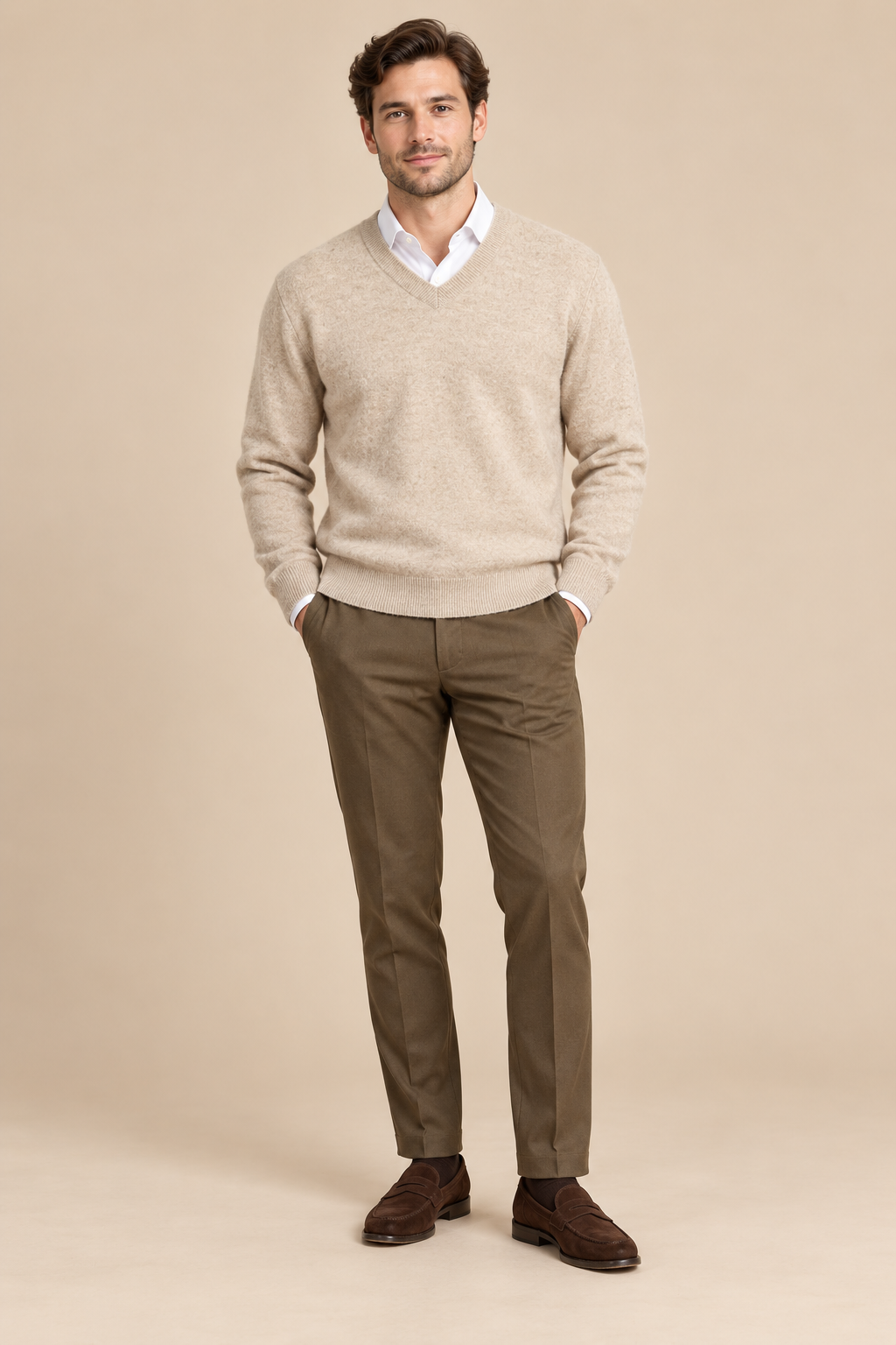 Men’s 100% Merino Wool V-Neck Jumper