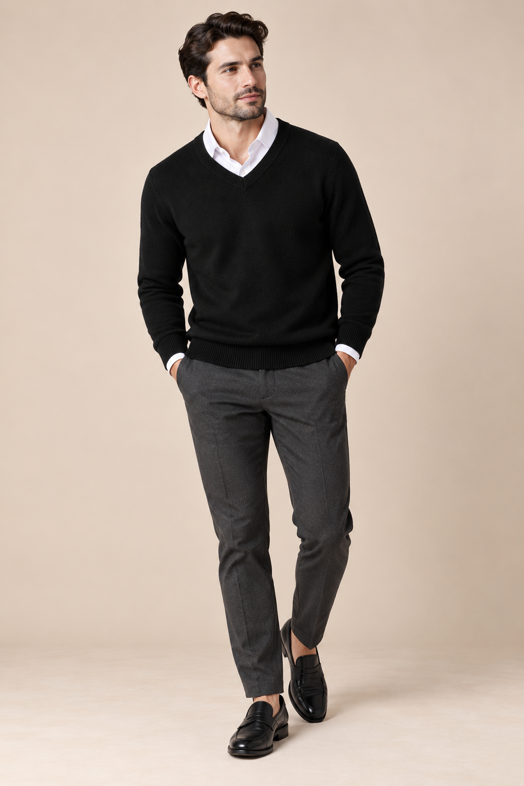 Men’s 100% Merino Wool V-Neck Jumper