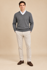Men’s 100% Merino Wool V-Neck Jumper