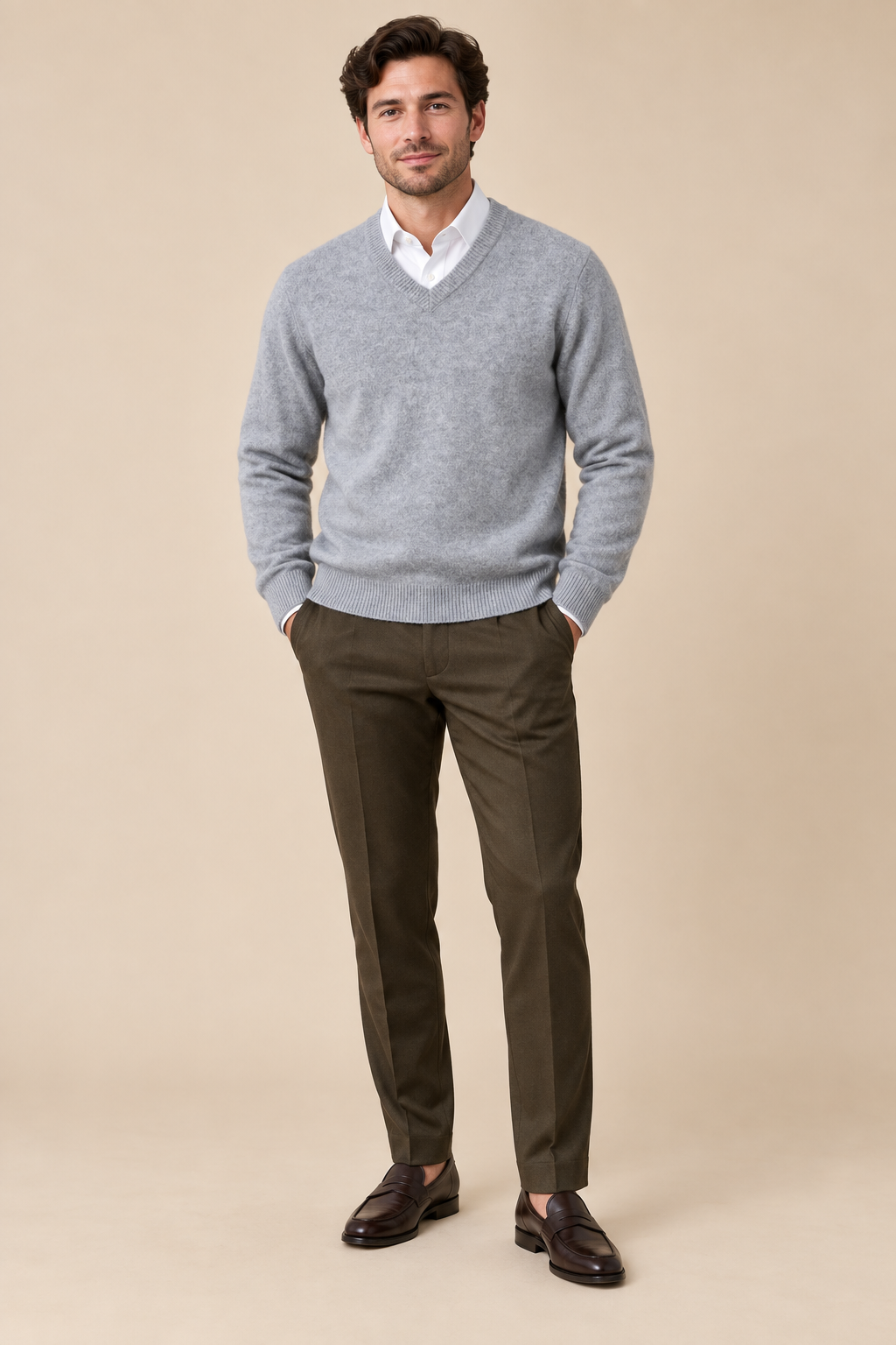 Men’s 100% Merino Wool V-Neck Jumper
