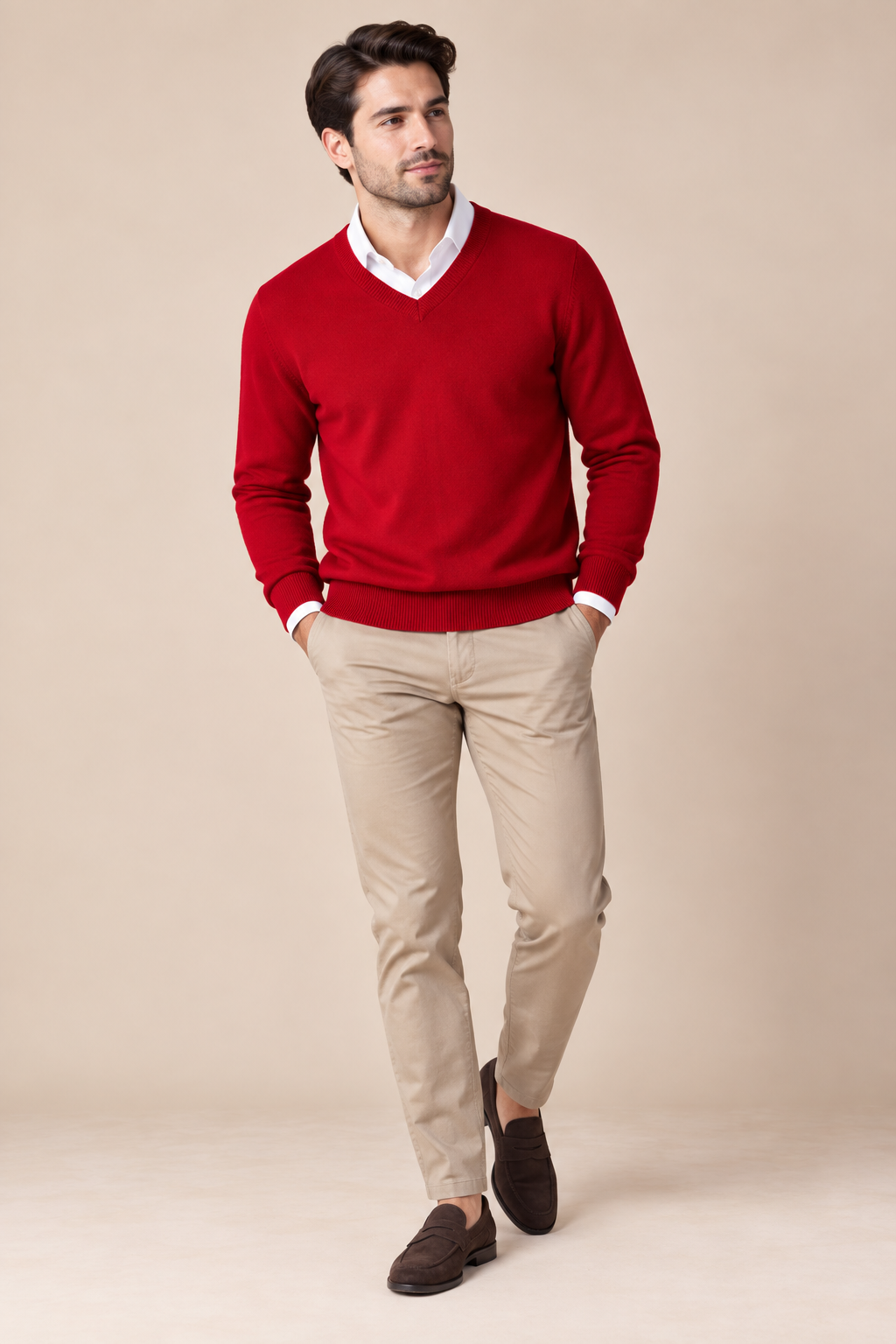 Men’s 100% Merino Wool V-Neck Jumper