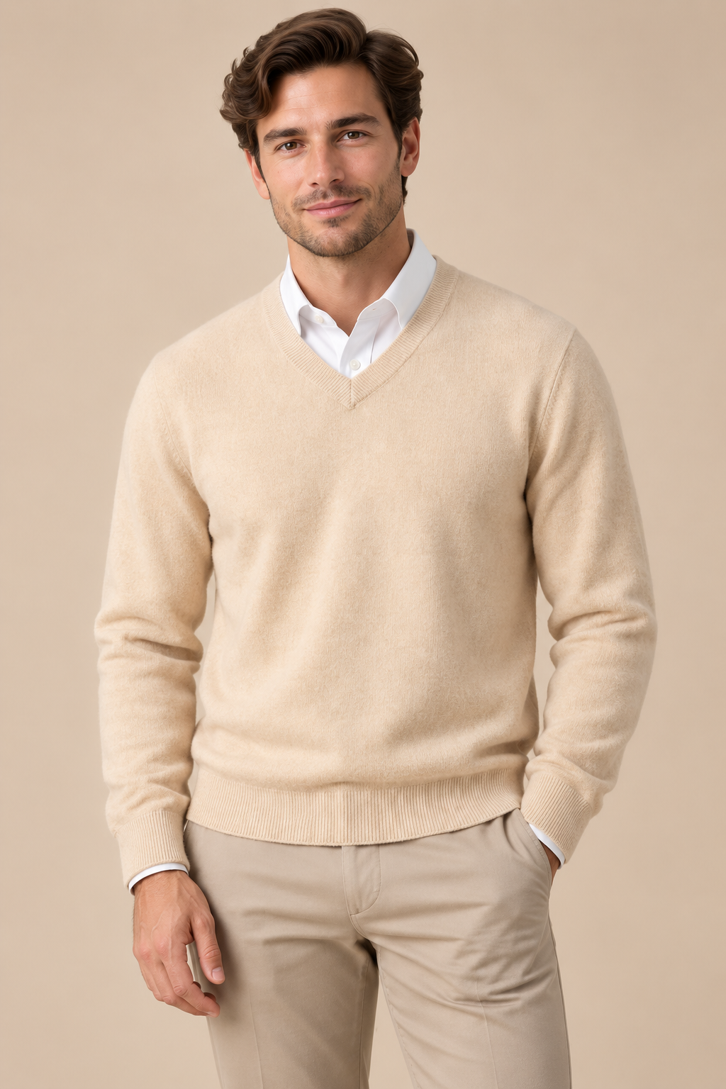 Men’s 100% Merino Wool V-Neck Jumper