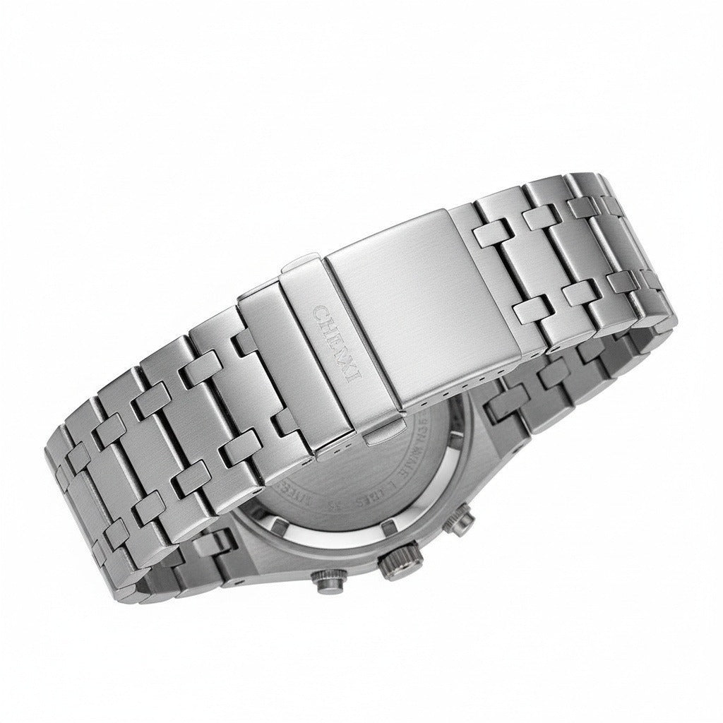 Men’s Stainless Steel Chronograph Watch with Integrated Bracelet