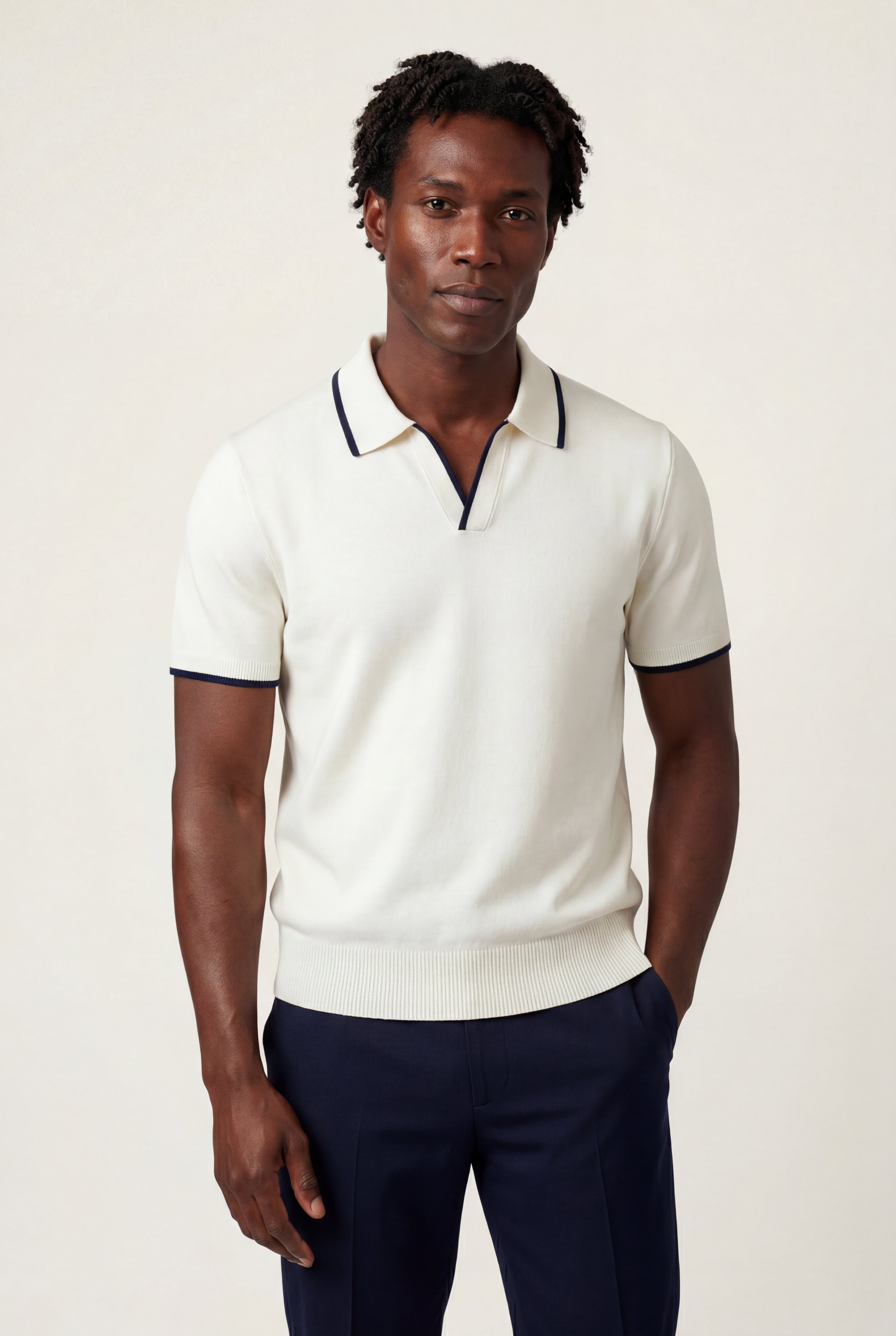 Veldorin – Contrast-Tipped Open-Collar Polo Shirt