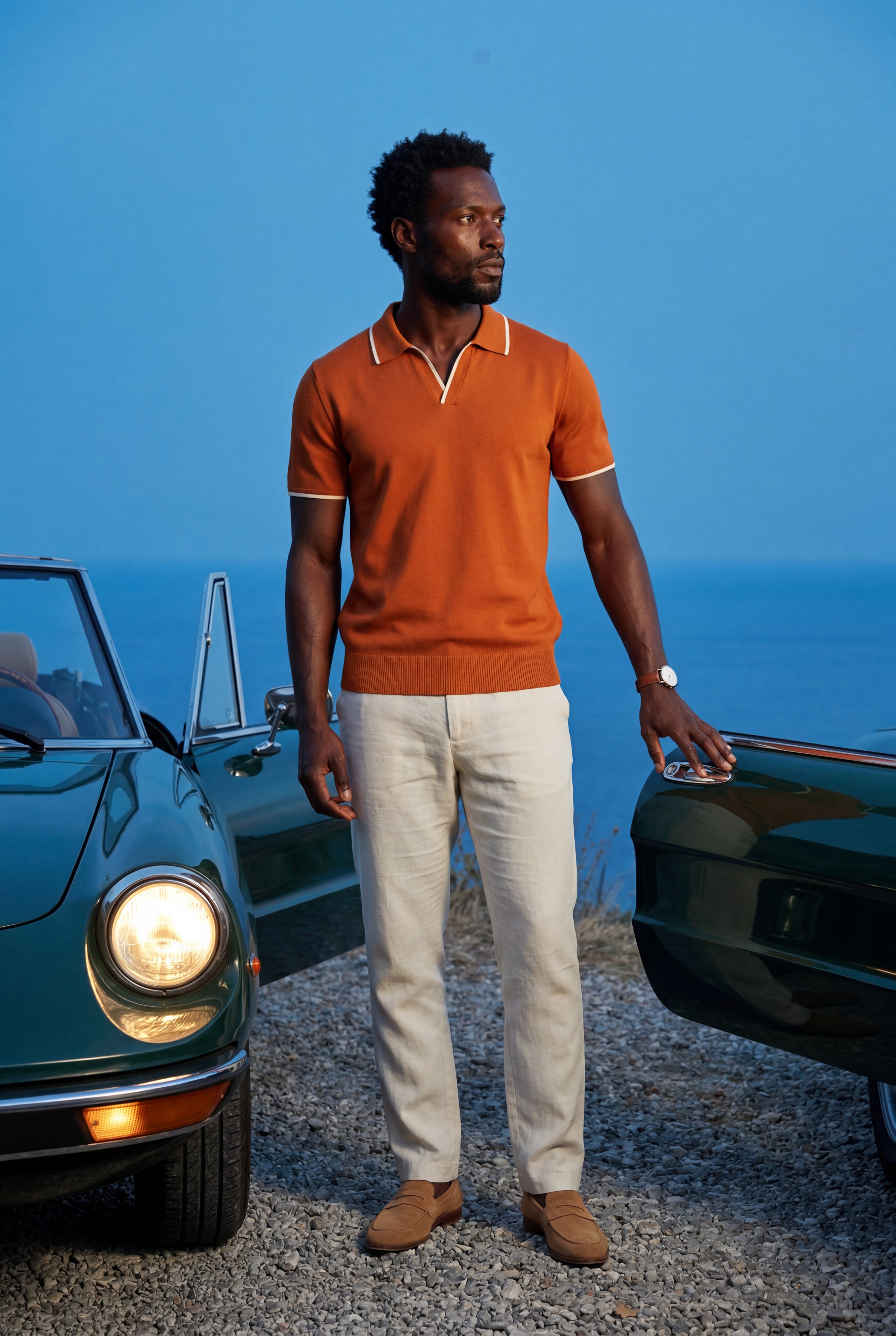Veldorin – Contrast-Tipped Open-Collar Polo Shirt