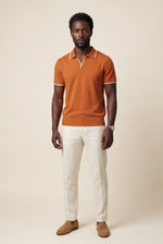 Men's Open Collar Polo Shirt with Contrast Trim
