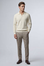 Men's Long Sleeve Polo Shirt with Open Collar