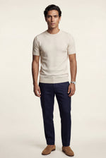 Men's Fitted Knitted T-Shirt with Crew Neck