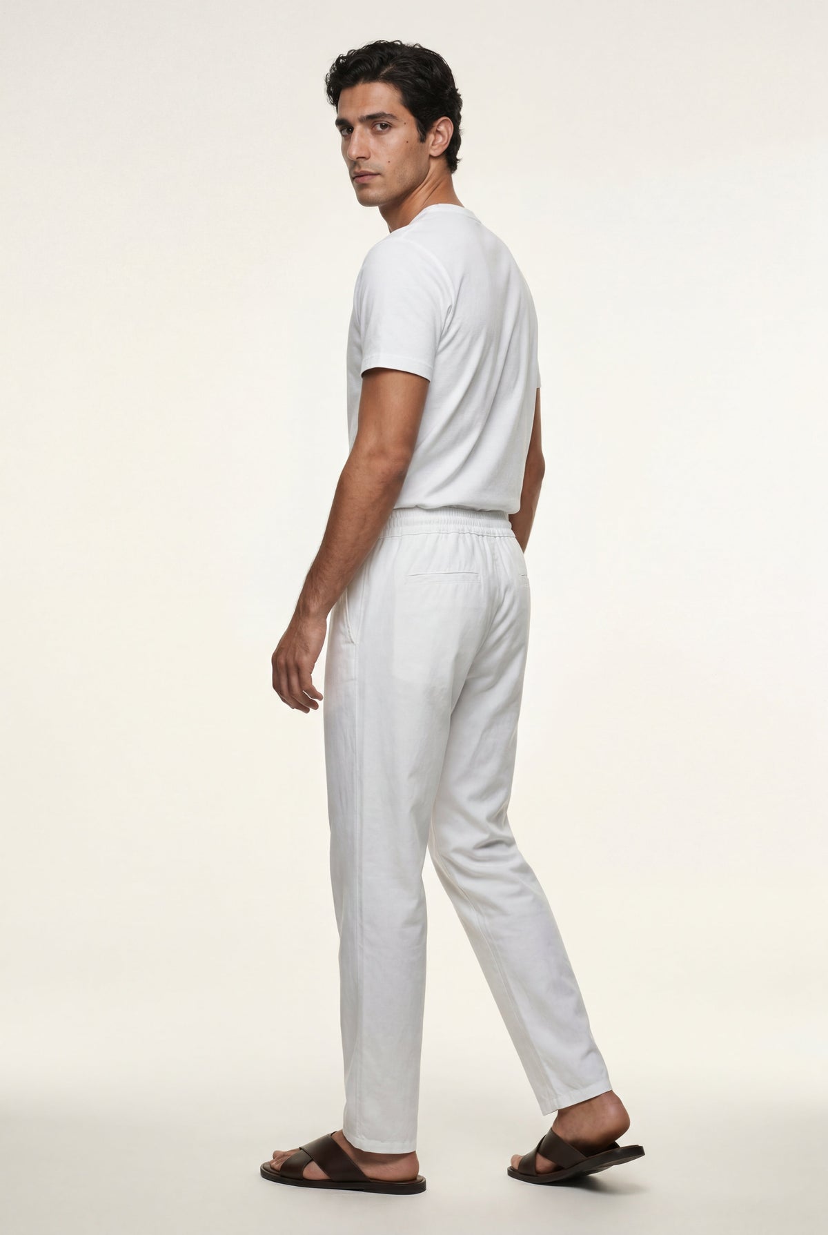 Men's Drawstring Trousers with Relaxed Straight Leg