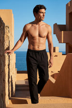 Men's Drawstring Trousers with Relaxed Straight Leg