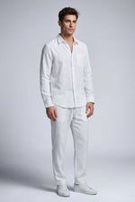 Men's Co-ord Set with Long Sleeve Shirt and Drawstring Trousers