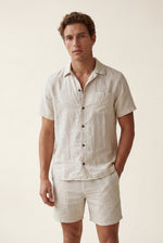 Men's Shirt and Shorts Co-ord Set with Revere Collar