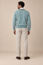 Men’s 100% Cashmere V-Neck Jumper with Contrast Trim