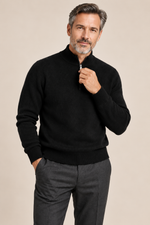 Men’s 100% Cashmere Knitted Mock-Neck Zip Jumper