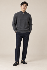 Men’s 100% Cashmere Knitted Mock-Neck Zip Jumper