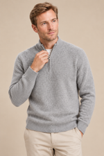 Men’s 100% Cashmere Knitted Mock-Neck Zip Jumper