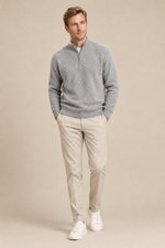 Men’s 100% Cashmere Knitted Mock-Neck Zip Jumper