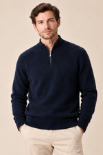 Men’s 100% Cashmere Knitted Mock-Neck Zip Jumper