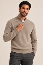 Men’s 100% Cashmere Knitted Mock-Neck Zip Jumper