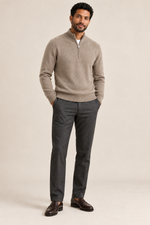 Men’s 100% Cashmere Knitted Mock-Neck Zip Jumper