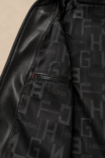 Men’s Split Leather Zip Jacket with Classic Collar